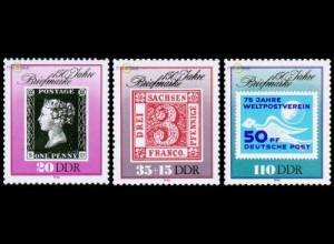 D,DDR Mi.Nr. 3329-31 150 Jahre Briefmarken (3 Werte)