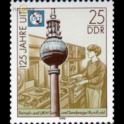 D,DDR Mi.Nr. 3334 Int. Fernmeldeunion, Fernseh- und UKW-Turm (25)
