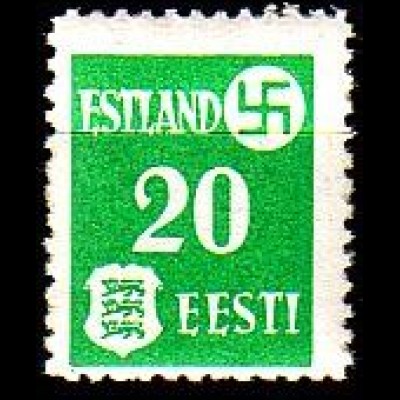 D, Estland Mi.Nr. 2y Freimarken Landespost,Hak.kreuz,estn. Wappen (20)