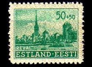 D, Estland Mi.Nr. 7 Freim. Wiederaufbau von Estland, Ansicht von Reval (50+50)