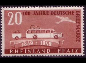 D,Franz.Zone,Rheinl.Pfalz Mi.Nr. 50 100 Jahre Briefmarken (20 (Pf))