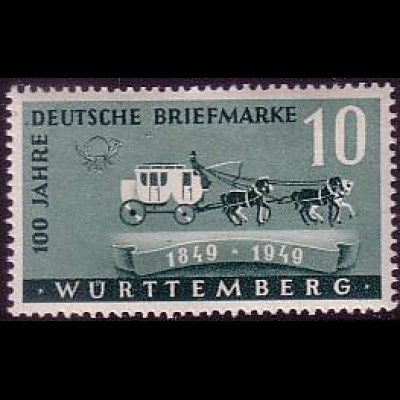 D,Franz.Zone,Württ.Hohenz. Mi.Nr. 49 100 Jahre Briefmarken (10 (Pf))