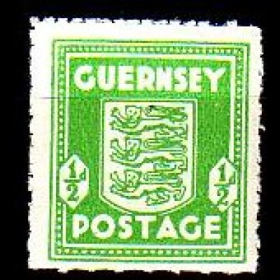 D, Guernsey Mi.Nr. 1 Freimarken Wappen (1/2)