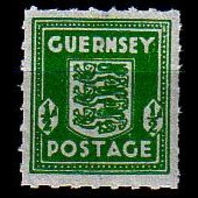 D, Guernsey Mi.Nr. 4 Freimarken Wappen, bläuliches Papier (1/2)