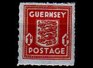 D, Guernsey Mi.Nr. 5 Freimarken Wappen, bläuliches Papier (1)