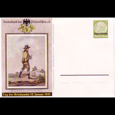 Ganzsache Luxemburg P 4 *, Tag der Briefmarke 1941