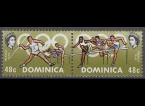Dominica Mi.Nr. Zdr. 233-34 Olympische Spiele 1968 Mexiko, Laufen Speerwerfen 
