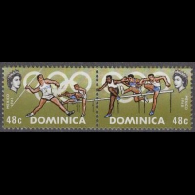 Dominica Mi.Nr. Zdr. 233-34 Olympische Spiele 1968 Mexiko, Laufen Speerwerfen 