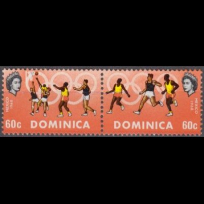 Dominica Mi.Nr. Zdr. 235-36 Olympische Spiele 1968 Mexiko, Basketball 