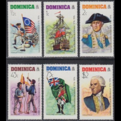 Dominica Mi.Nr. 475-80 200J. USA-Unabhängigkeit (6 Werte)
