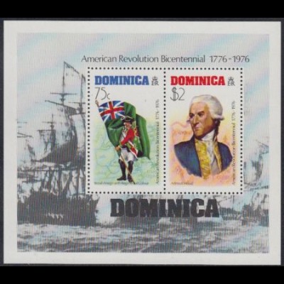 Dominica Mi.Nr. Block 35 200J. USA-Unabhängigkeit, Brit. Fähnrich, Admiral Hood