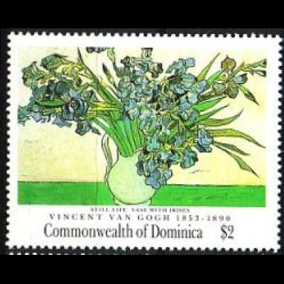 Dominica Mi.Nr. 1409 van Gogh, Vase mit Irisblüten (2$)