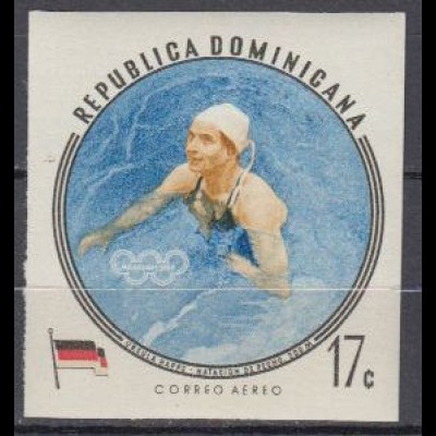 Dominikanische Rep. Mi.Nr. 731 Olymp. Spiele Rom, geschn. Schwimmen, Happe (17)