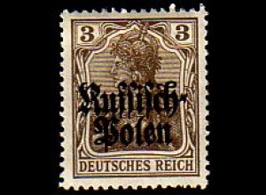 D,Polen Mi.Nr. 1 Dt. Reich Germania mit schw.Bdr.-Audr. Russisch-Polen (3)