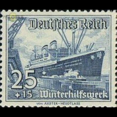 D,Dt.Reich Mi.Nr. 658 Winterhilfswerk Dampfer Hamburg (25+15)