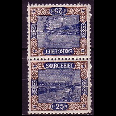 D, Saar Mi.Nr. 56 A Kdr IV, Kehrdruckpaar, Schiffe auf der Saar