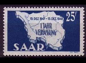 D, Saar, Mi.Nr. 261 Saar-Verfassung (25 Fr)