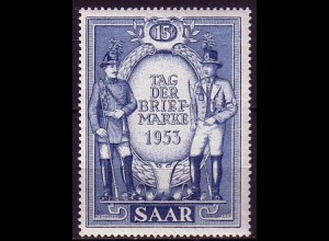D, Saar, Mi.Nr. 342 Tag der Briefmarke 1953 (15 Fr)