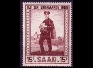 D, Saar, Mi.Nr. 361 Tag der Briefmarke 1955 (15 Fr)