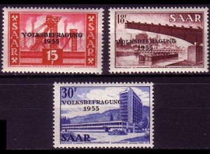D, Saar, Mi.Nr. 362-364 Volksbefragung 1955 (3 Werte)