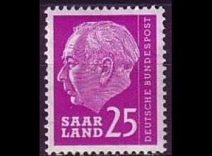 D, Saar, Mi.Nr. 390 Heuss (I) ohne Währungsbezeichnung (25 )