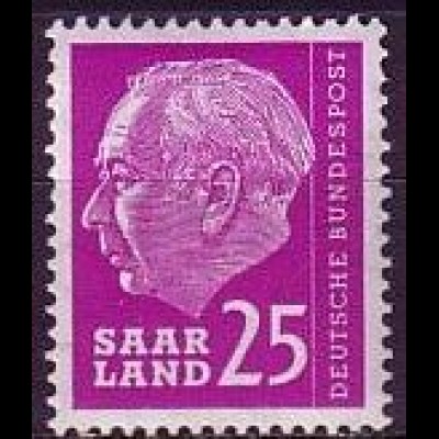 D, Saar, Mi.Nr. 390 Heuss (I) ohne Währungsbezeichnung (25 )