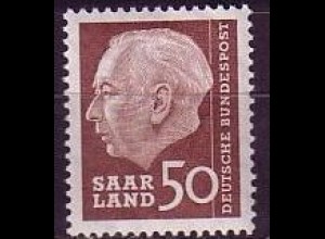 D, Saar, Mi.Nr. 393 Heuss (I) ohne Währungsbezeichnung (50 )
