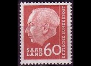 D, Saar, Mi.Nr. 394 Heuss (I) ohne Währungsbezeichnung (60 )