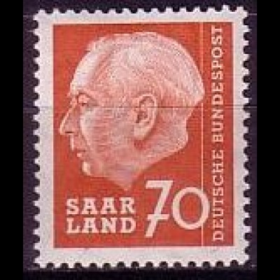 D, Saar, Mi.Nr. 395 Heuss (I) ohne Währungsbezeichnung (70 )