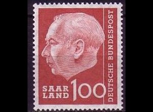 D, Saar, Mi.Nr. 398 Heuss (I) ohne Währungsbezeichnung (100 )