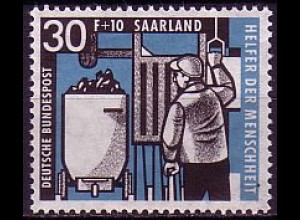 D, Saar, Mi.Nr. 407 Wohlfahrt 1957 Bergleute (30+10 Fr)