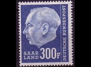 D, Saar, Mi.Nr. 428 Heuss (II) mit Währungsbezeichnung (300 Fr)