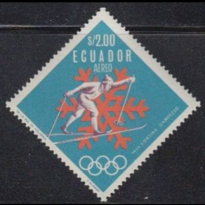 Ecuador Mi.Nr. 1277 Olympia 68 Grenoble, Skilanglauf (2,00)