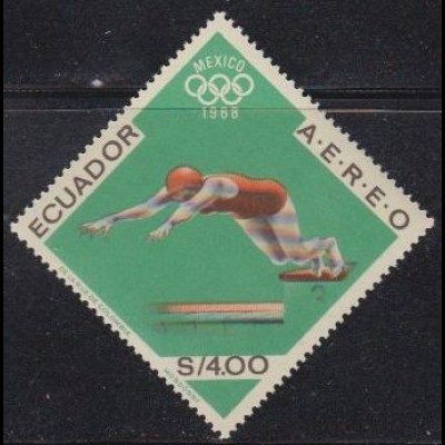 Ecuador Mi.Nr. 1330 Olympia 68 Mexiko, Schwimmen (4,00)