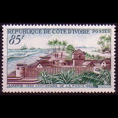 Elfenbeinküste Mi.Nr. 240 100 Jahre Post, Fort Assinie, Segelschiffe (85)