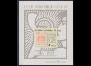 Estland Mi.Nr. Block 5 75Jahre estn.Briefmarken, Marke MiNr.1, Mann m.Posthorn