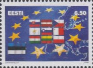 Estland Mi.Nr. 487 Beitritt zur EU, Europakarte, Flaggen (6,50)