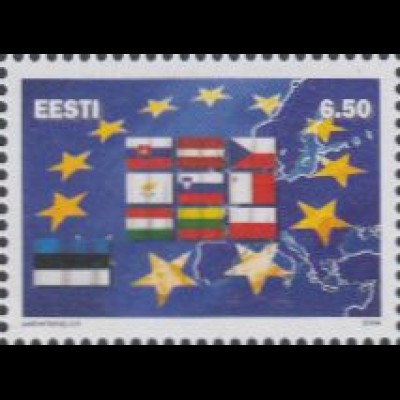 Estland Mi.Nr. 487 Beitritt zur EU, Europakarte, Flaggen (6,50)