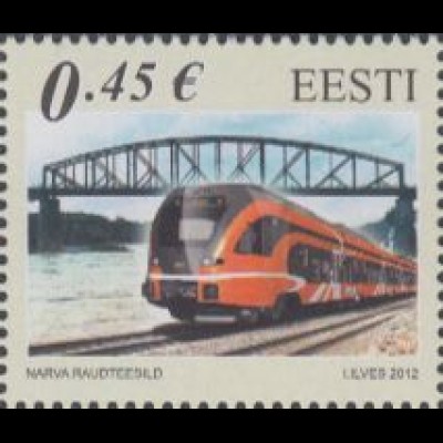 Estland Mi.Nr. 743 Eisenbahnbrücke Narva, Triebzug (0,45)