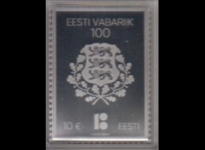 Estland MiNr. 914 100J.Republik Estland,Silbertäfelchen,Staatswappen, skl (10 €)