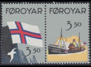 Färöer Mi.Nr. Zdr.200+201 50Jahre Flagge Färöer, Flagge, Schiffe