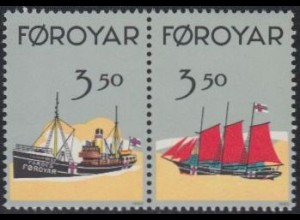 Färöer Mi.Nr. Zdr.201+202 50Jahre Flagge Färöer, Schiffe Nýggjaberg und Sanna