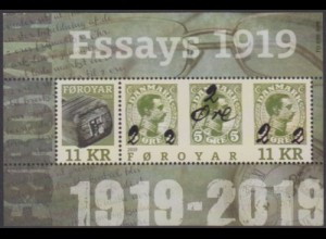 Färöer MiNr. Block 49 Provisorische Briefmarkenausgabe von 1919