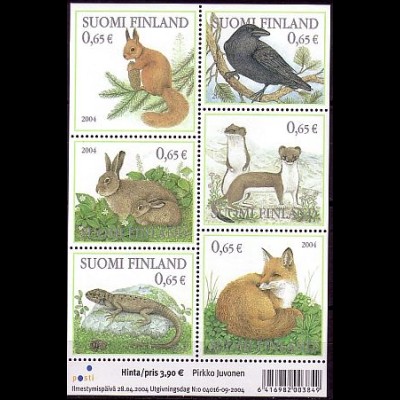 Finnland Mi.Nr. Block 34 Tiere des Waldes
