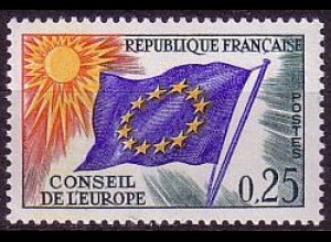 F,Europarat Dienst Mi.Nr. 10 Europafahne, Sonne (0,25 Sterne gelb)