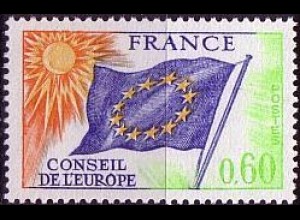 F,Europarat Dienst Mi.Nr. 16 Europafahne, Sonne (0,60 Landesnamae FRANCE)