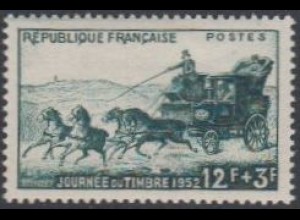 Frankreich MiNr. 937 Tag der Briefmarke, Postkutsche Paris-Straßburg (12+3)