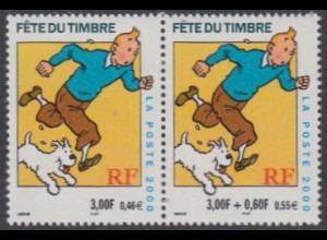 Frankreich Mi.Nr. Zdr.3445-46C Fest d.Briefmarke, Comicfigur Tintin +Milou
