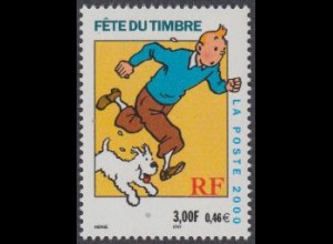 Frankreich Mi.Nr. 3445A Fest d.Briefmarke, Comicfigur Tintin +Milou (3,00/0,46)