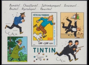 Frankreich Mi.Nr. Block 22 Fest d.Briefmarke, Comicfigur Tintin +Milou